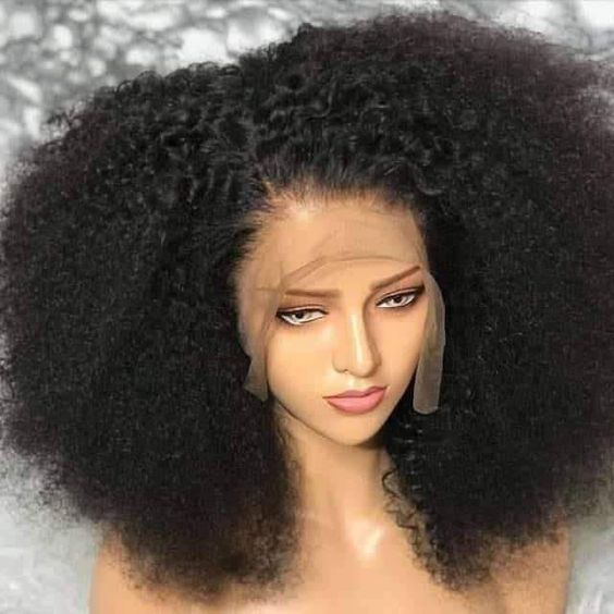 Explosion Afro — Perruque Lace Front 13×4 en cheveux humains Kinky Curly, Noir, 16–32"