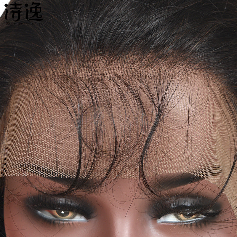 Peluca de lujo 100 % hecha a mano – Ondulada con encaje frontal de 13 x 4 – Cabello humano