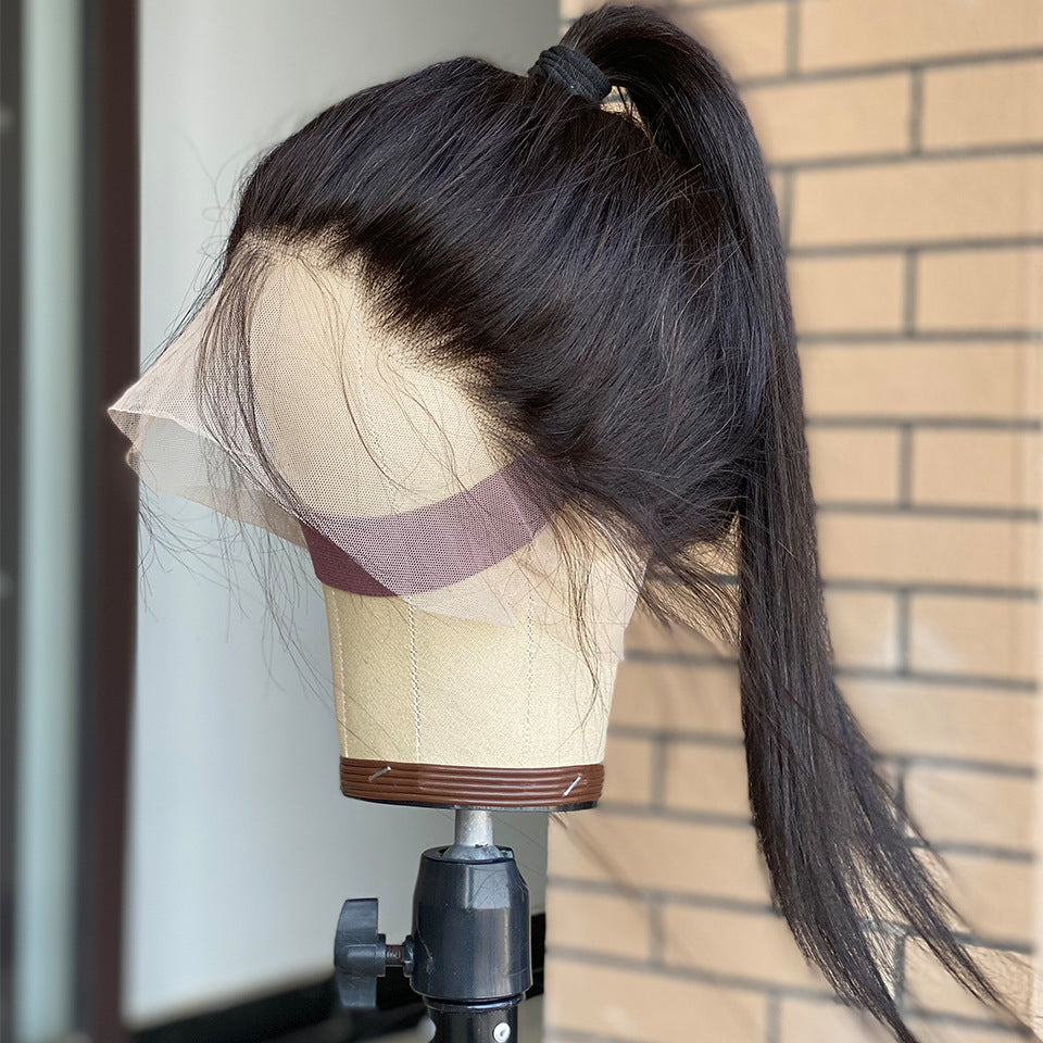 Perruque 360 Lace Frontal en cheveux humains vierges, Noir Naturel (150%), 16–30"