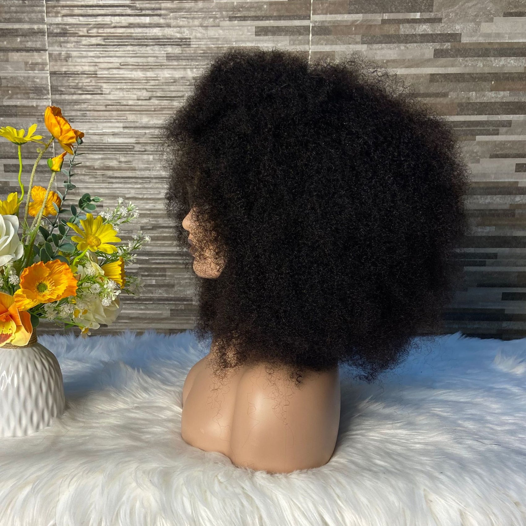 Explosion Afro — Perruque Lace Front 13×4 en cheveux humains Kinky Curly, Noir, 16–32"